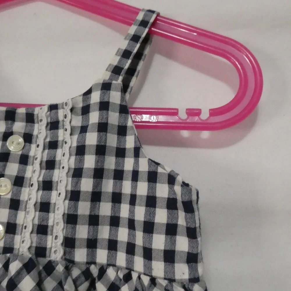GIRANDOLA 24 months Made In Portugal Blue and White Checkered Summer Dress - Picture 5 of 16